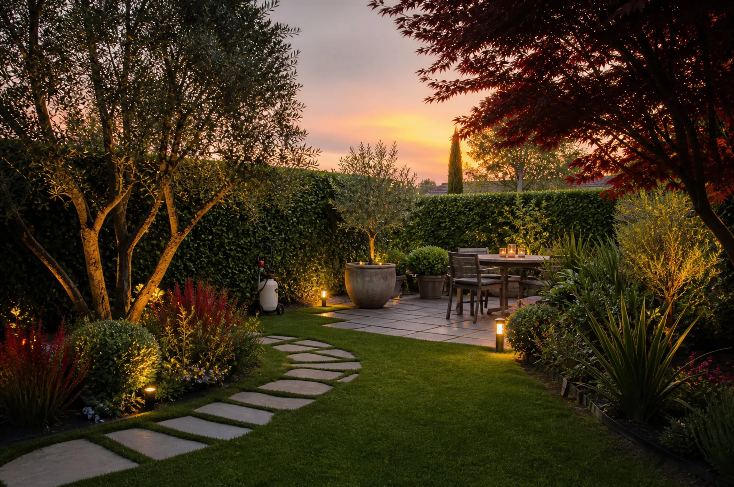 Barriera antizanzare perimetrale lungo la vegetazione del giardino